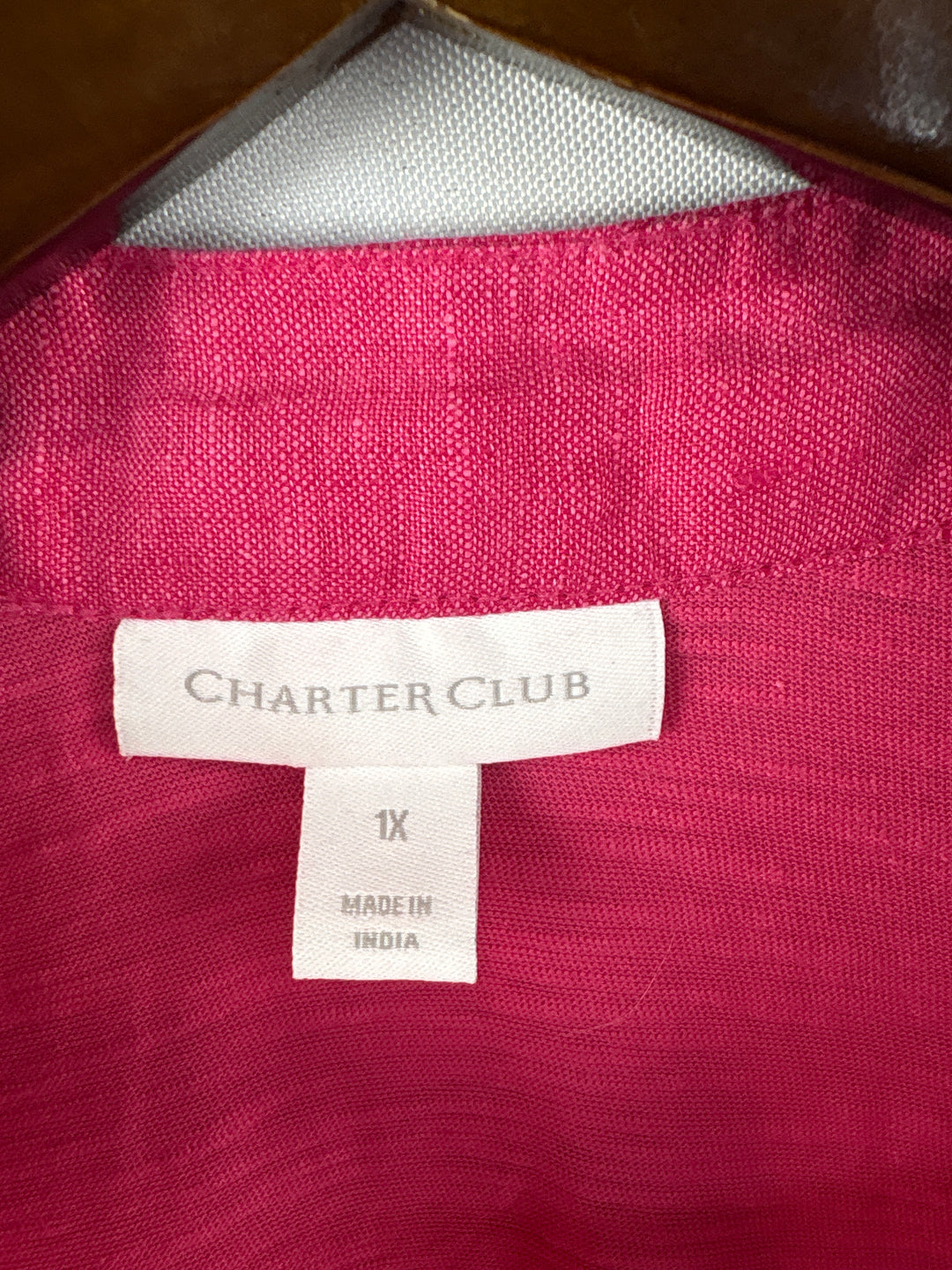 Women’s Charter Club Size 1X Bright Pink Short Sleeve Blouse
