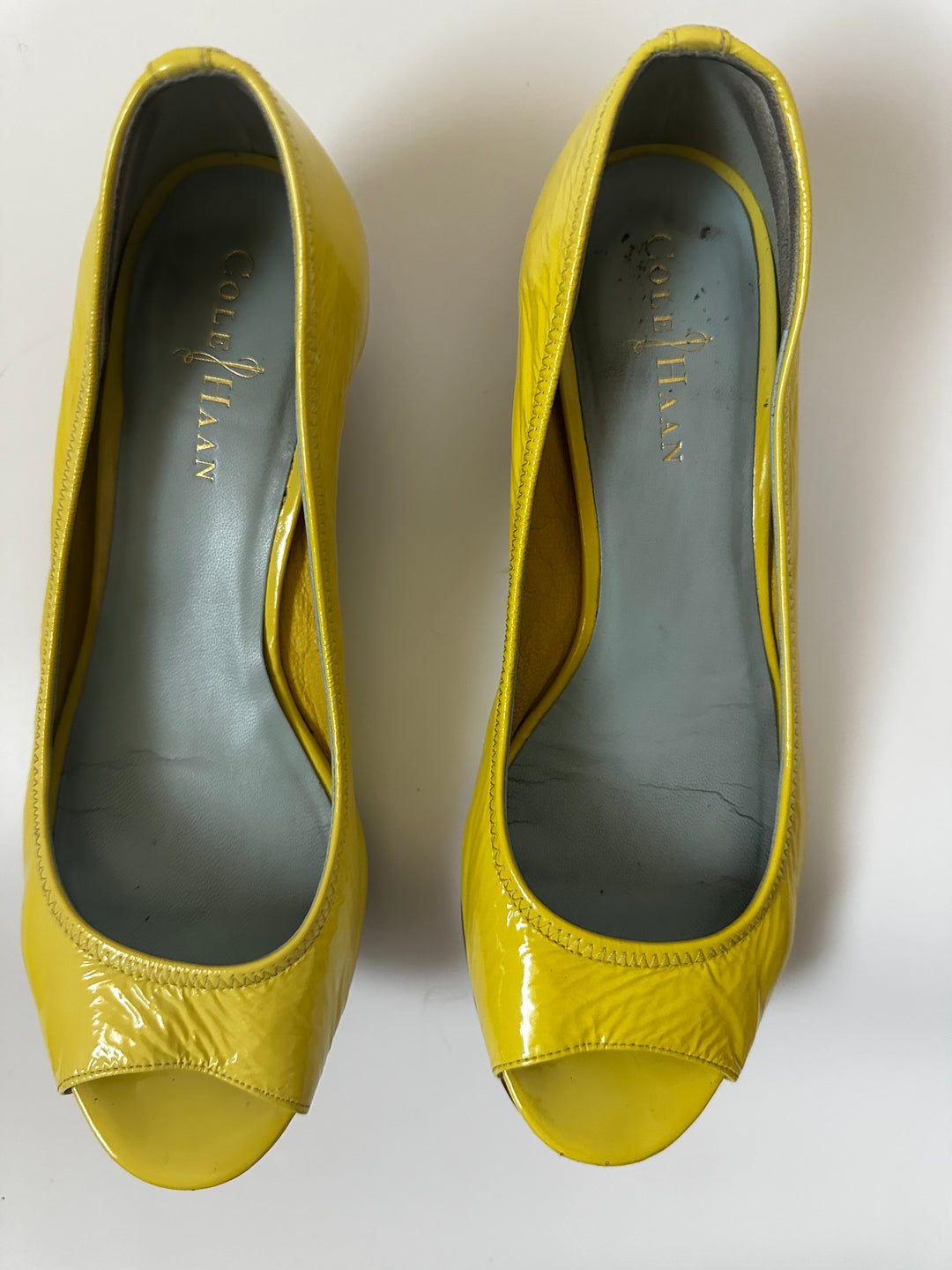 Cole Haan Tali Nike Air Peep-Toe Wedge Pumps in Citron