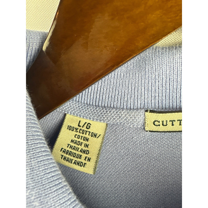 Men’s Vintage Cutter & Buck Large Light Blue Polo Shirt w/ Navy Accents