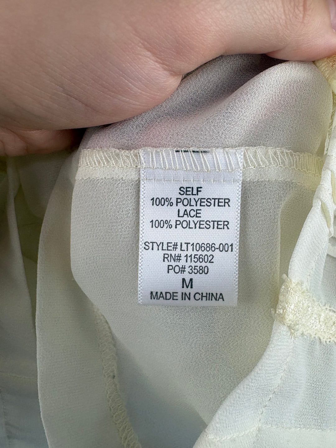 Women’s Lush Medium Cream 3/4 Sleeve Peasant Blouse