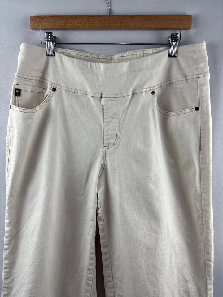 Women’s Belle Beach Kim Gravel Size 16 White Wide Leg Jeans