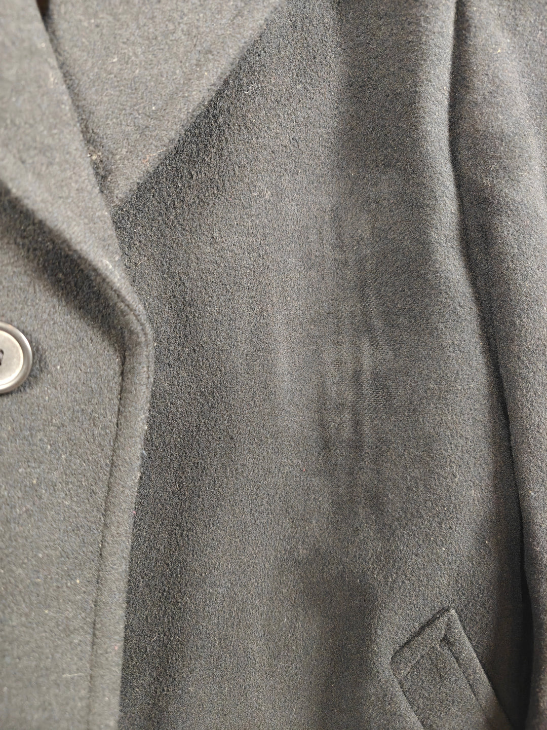 London Fog Mens Black Wool Blend Overcoat with Wide Notched Lapels