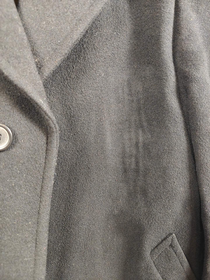 London Fog Mens Black Wool Blend Overcoat with Wide Notched Lapels