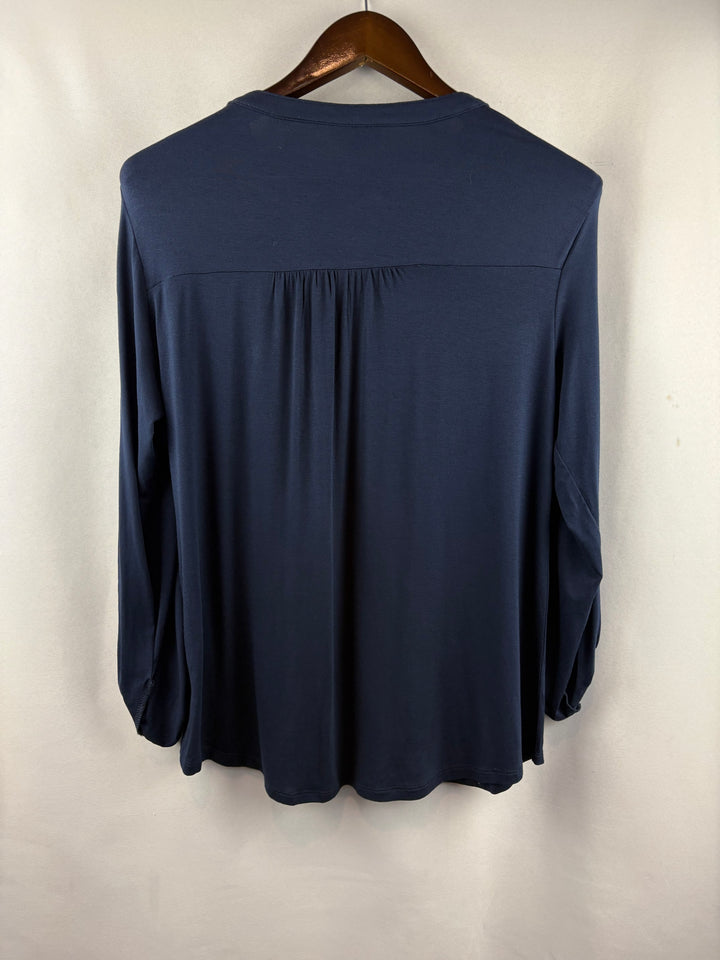 Women’s Style&Co Medium Navy Blue Half Button Blouse