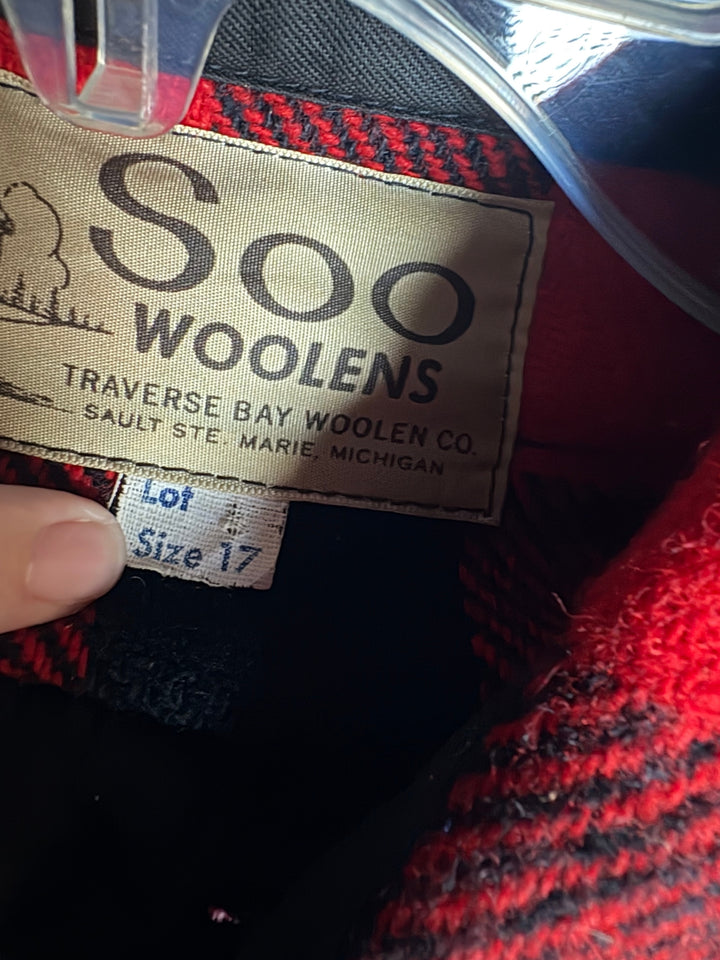 Vintage Soo Woolens Buffalo Plaid Wool Hunting Shirt Jacket