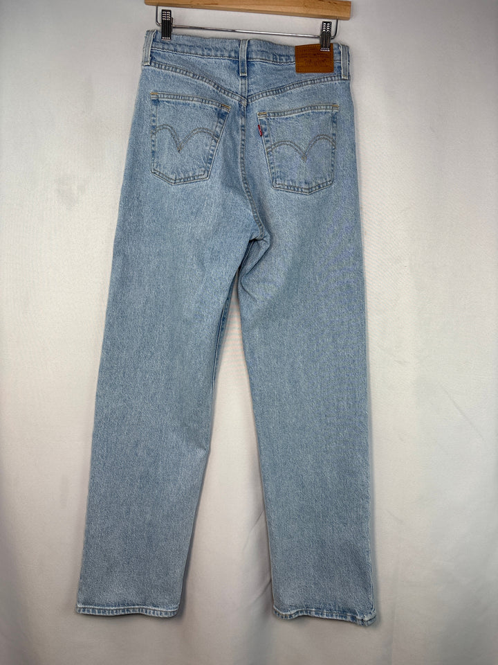 Women Levis Light Blue Straight Leg Jeans Cotton Blend Size 28