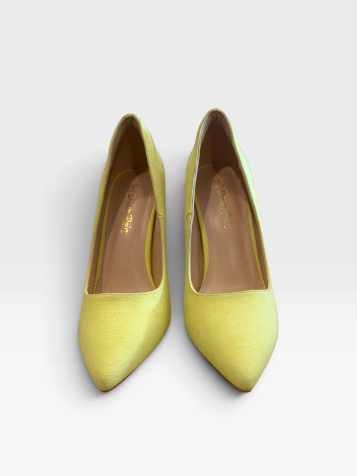 Dream Pairs Neon Yellow Faux Suede Pointed Toe Stiletto Pumps Size 6
