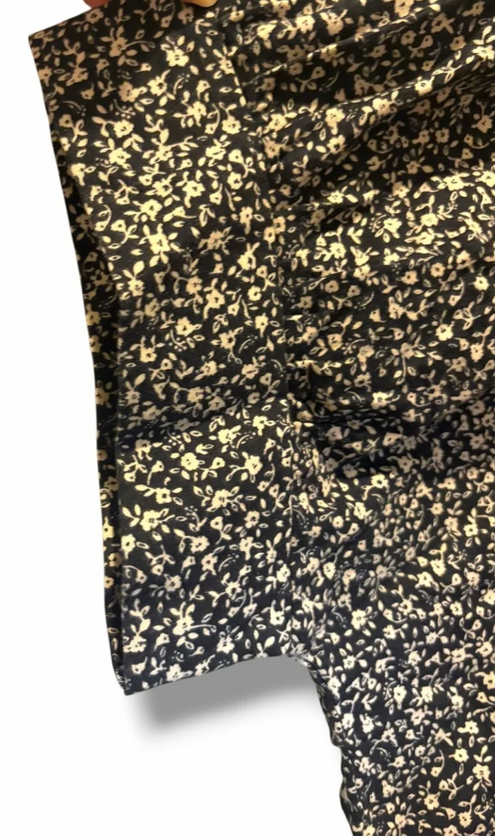 SooLinen Black Cream Floral Linen Cape Blouse One Size NWT Oversized Boho