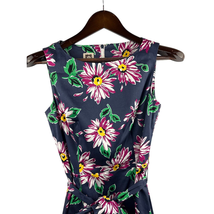 Women’s Anne Klein Size 2 Navy Blue Floral Business Dress w/ Detachable Belt
