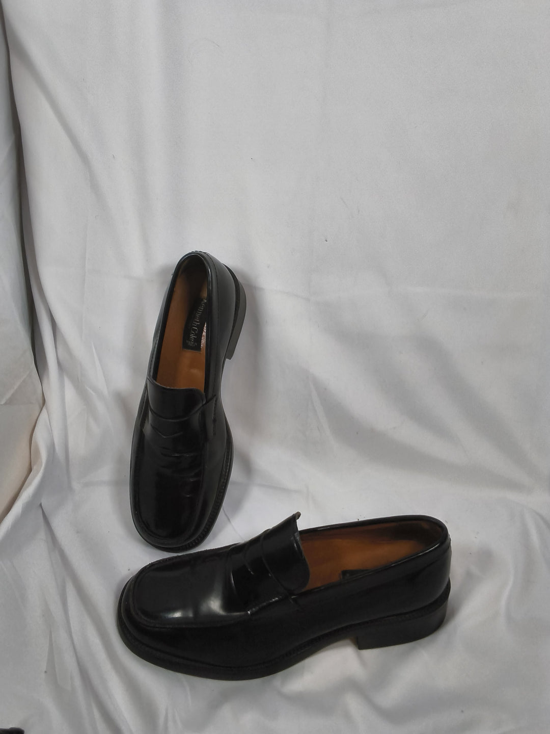 Vintage Kenneth Cole Black Leather Penny Loafers Italy Men&