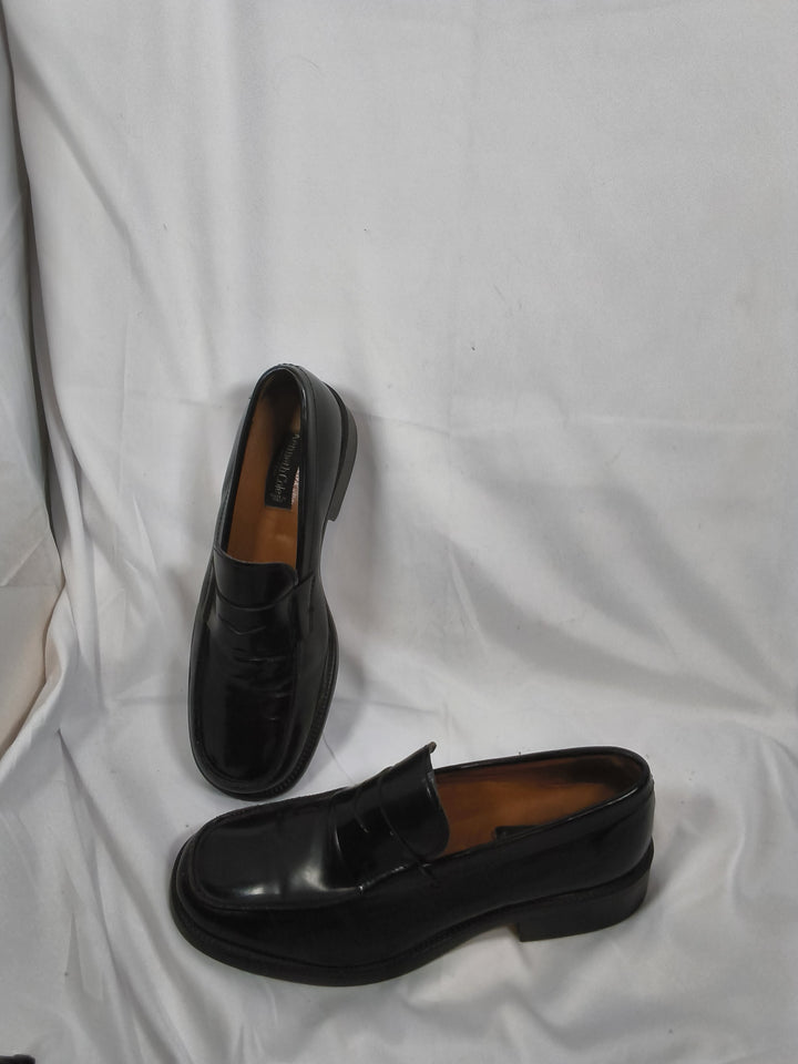 Vintage Kenneth Cole Black Leather Penny Loafers Italy Men&