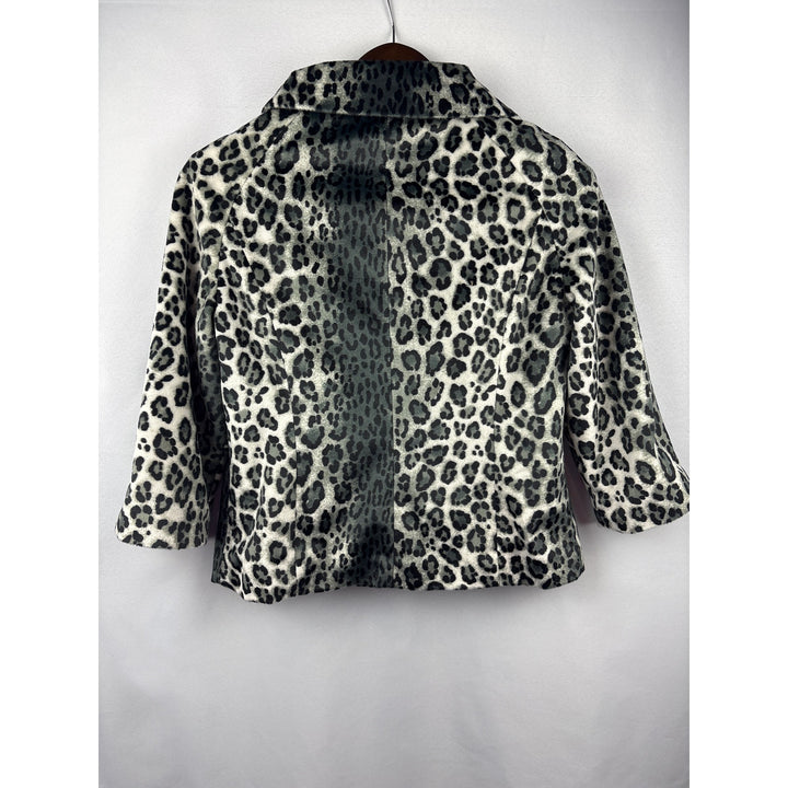Women’s Rafaella Small Black, Grey, White Leopard Print Cape Coat