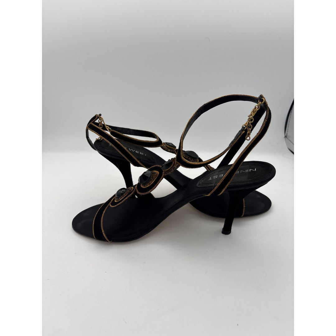 Women’s Nine West Size 7 1/2 Black Suede Bejeweled Pumps