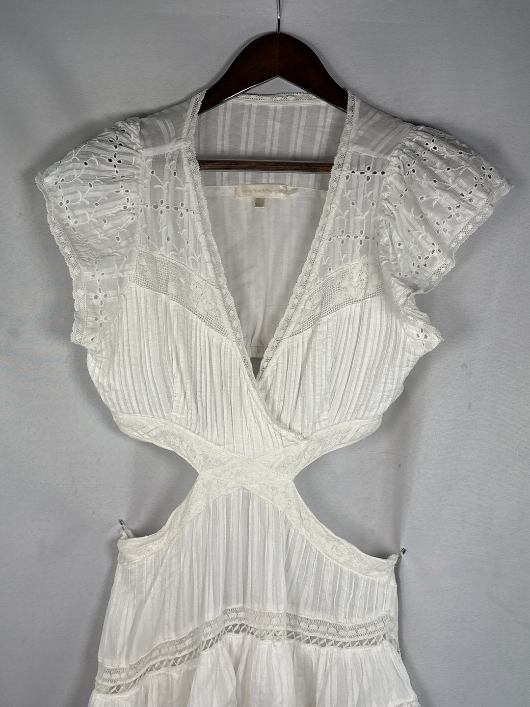 LoveShackFancy Womens White Short Sleeve Backless Cotton Mini Dress