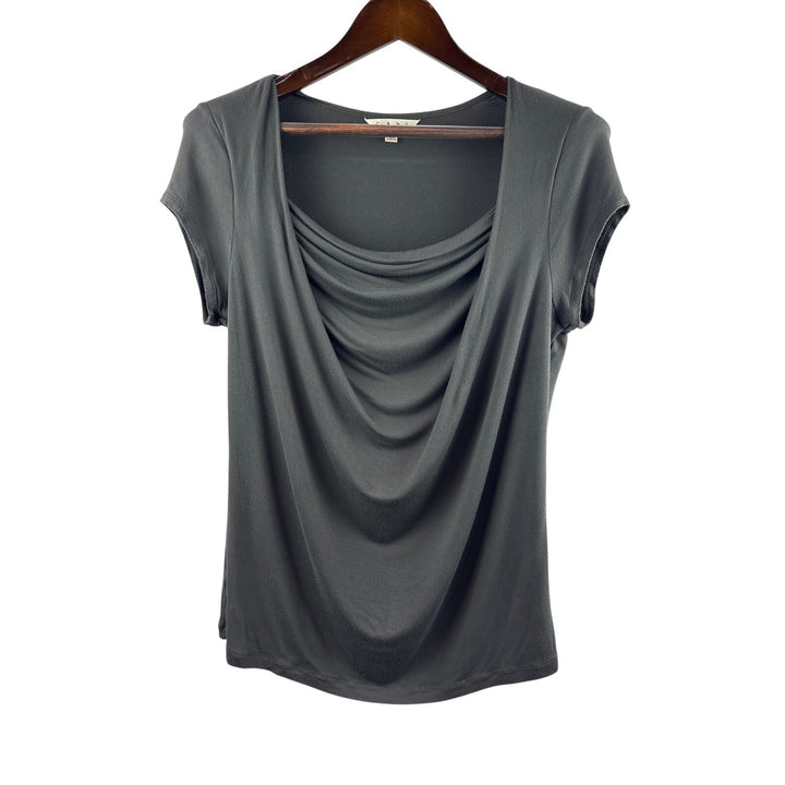 Women’s Cabi XL Gray Short Sleeve Cowelneck Blouse