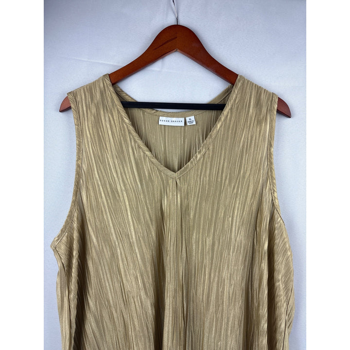 Susan Graver Womens XL Gold Textured Sleeveless Top