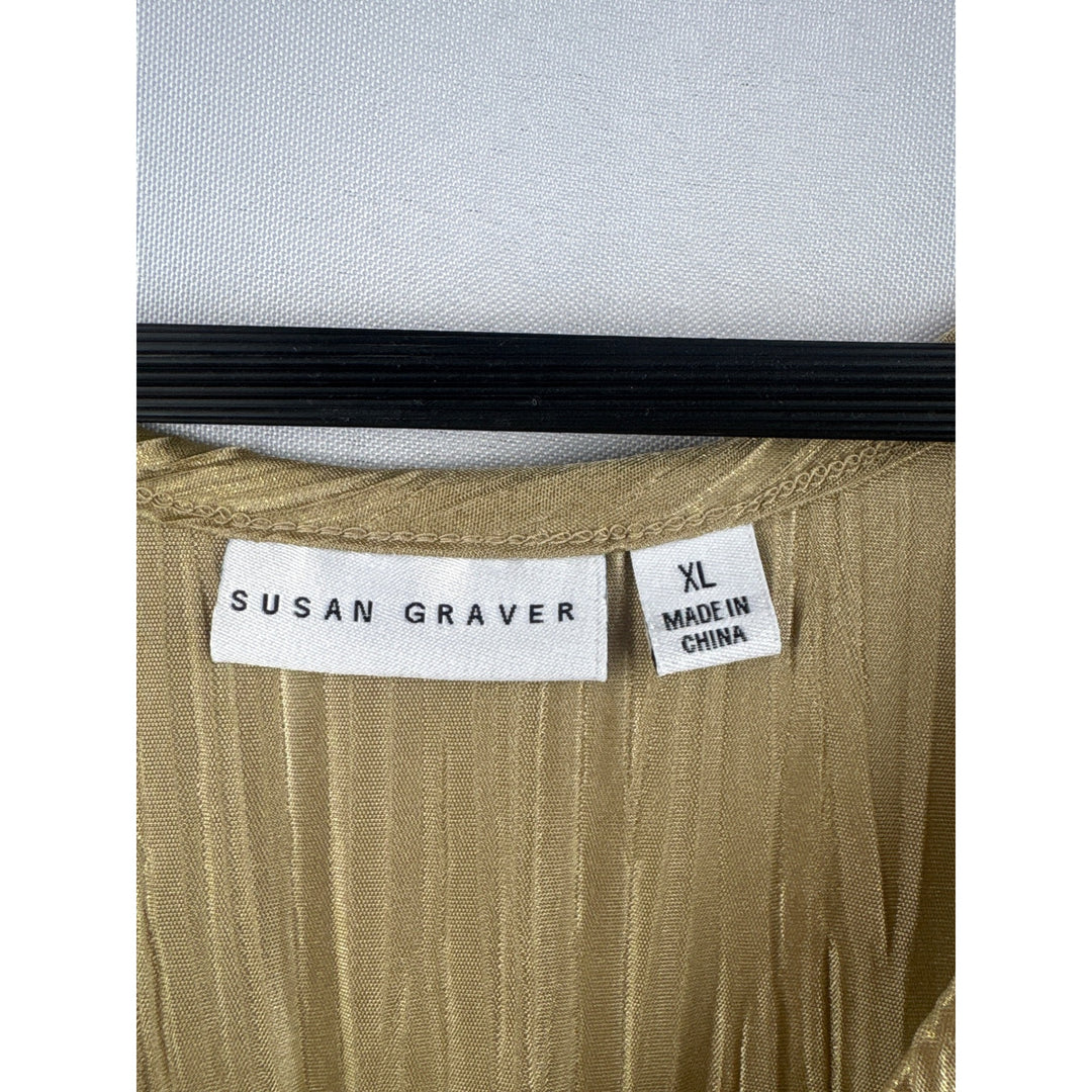 Susan Graver Womens XL Gold Textured Sleeveless Top