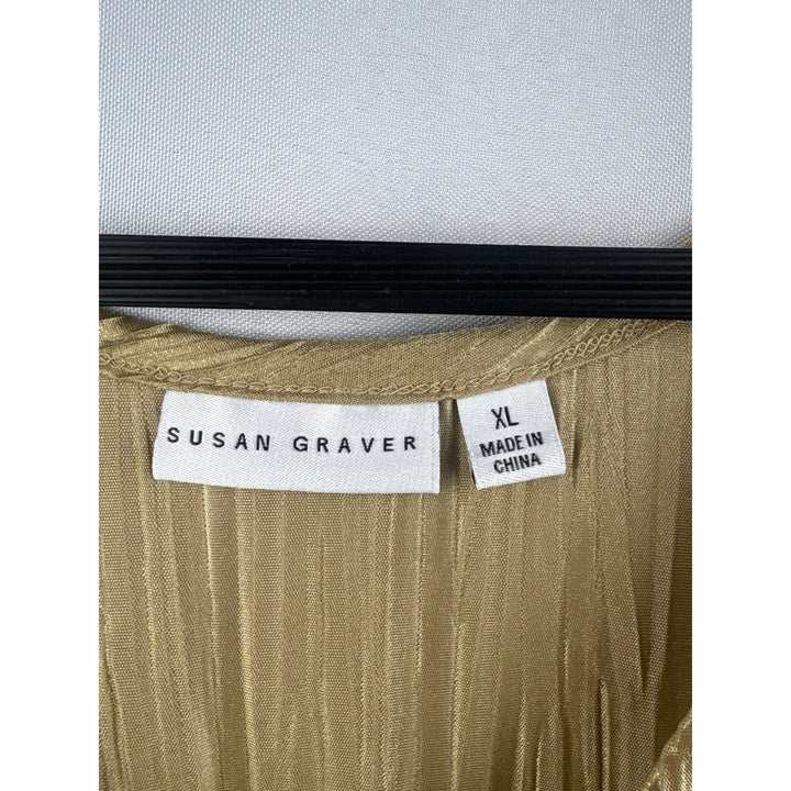 Susan Graver Womens XL Gold Textured Sleeveless Top