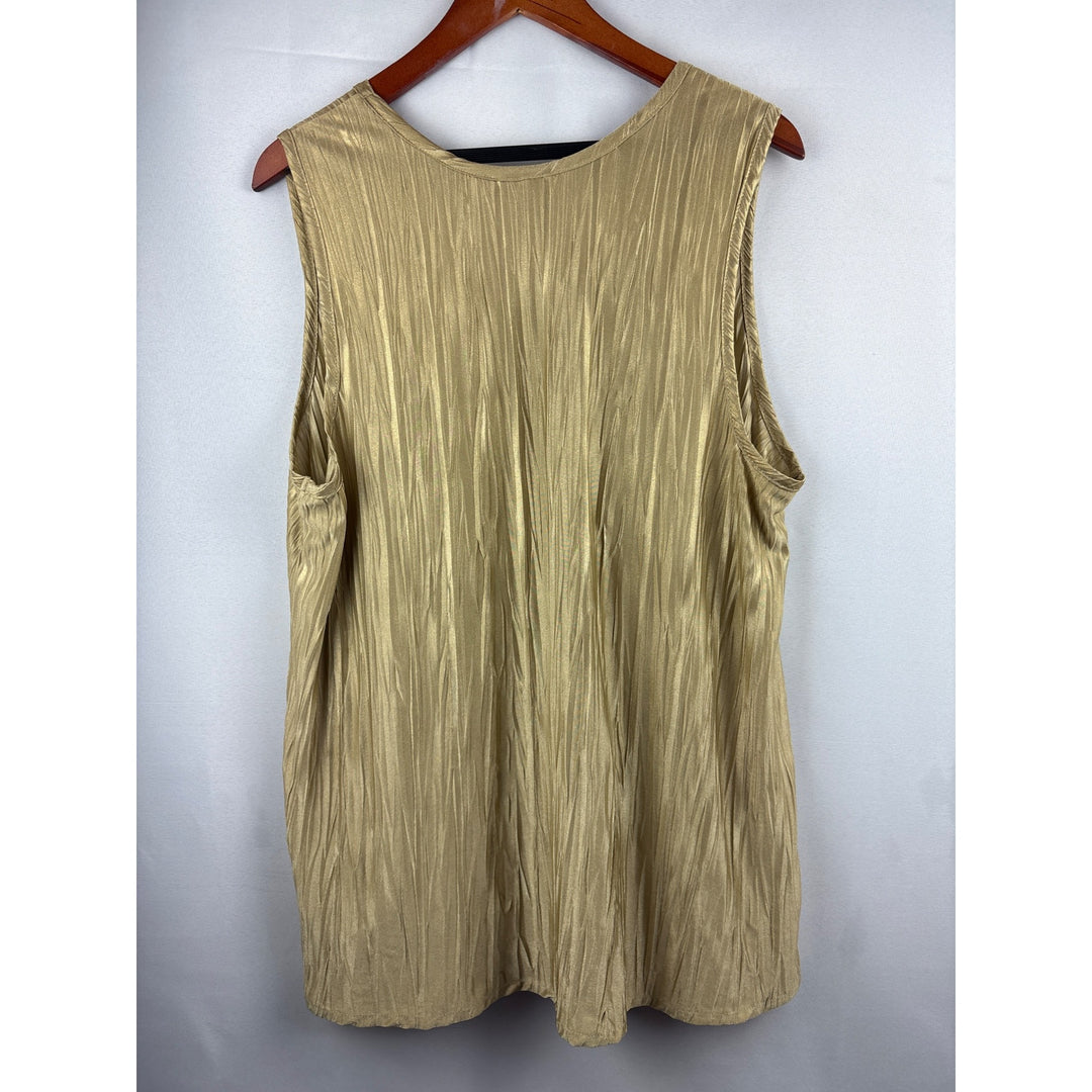 Susan Graver Womens XL Gold Textured Sleeveless Top