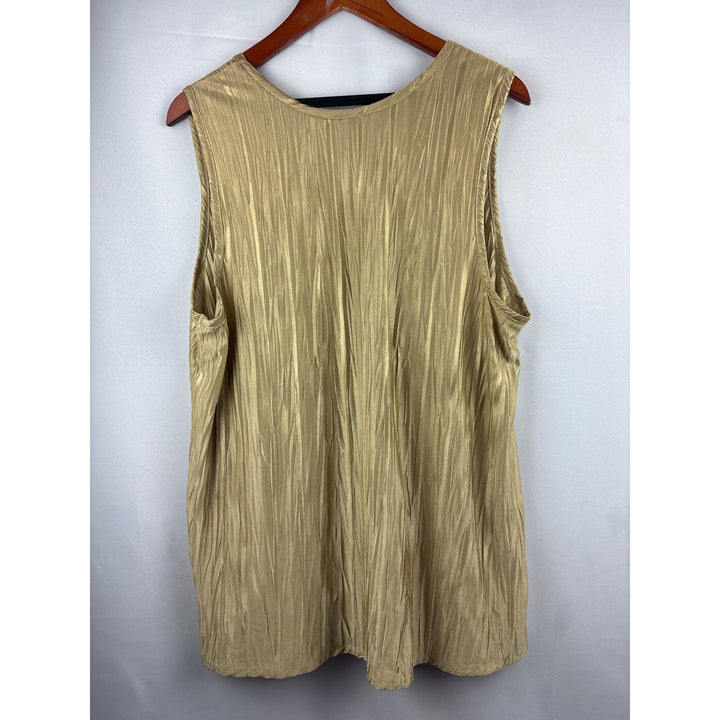 Susan Graver Womens XL Gold Textured Sleeveless Top