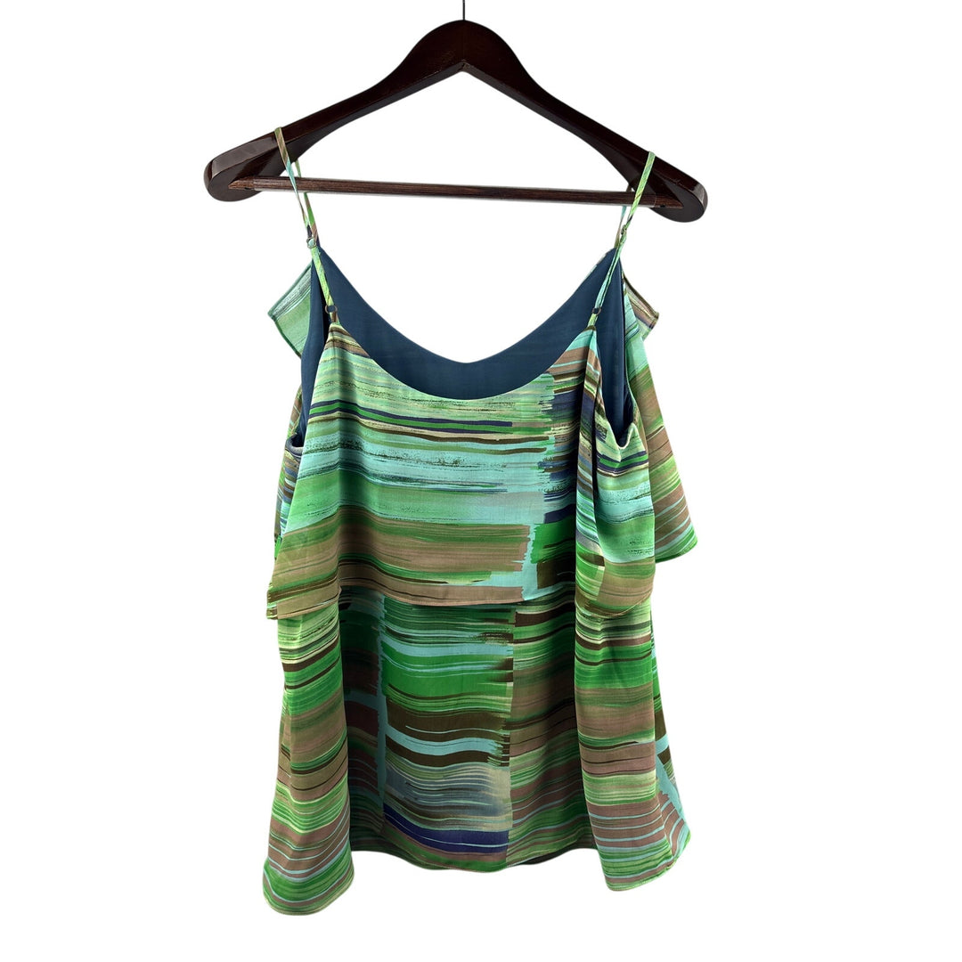 Women’s Cabi XL Green, Brown, & Blue Patterned Sleeveless Blouse