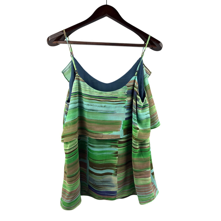 Women’s Cabi XL Green, Brown, & Blue Patterned Sleeveless Blouse