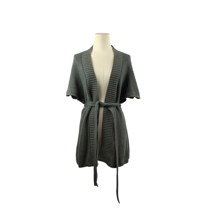Evie Knit Belted Cardigan Sweater In Heather Gray XS