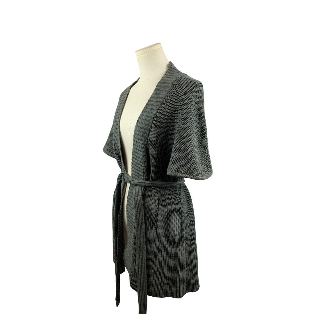 Evie Knit Belted Cardigan Sweater In Heather Gray XS