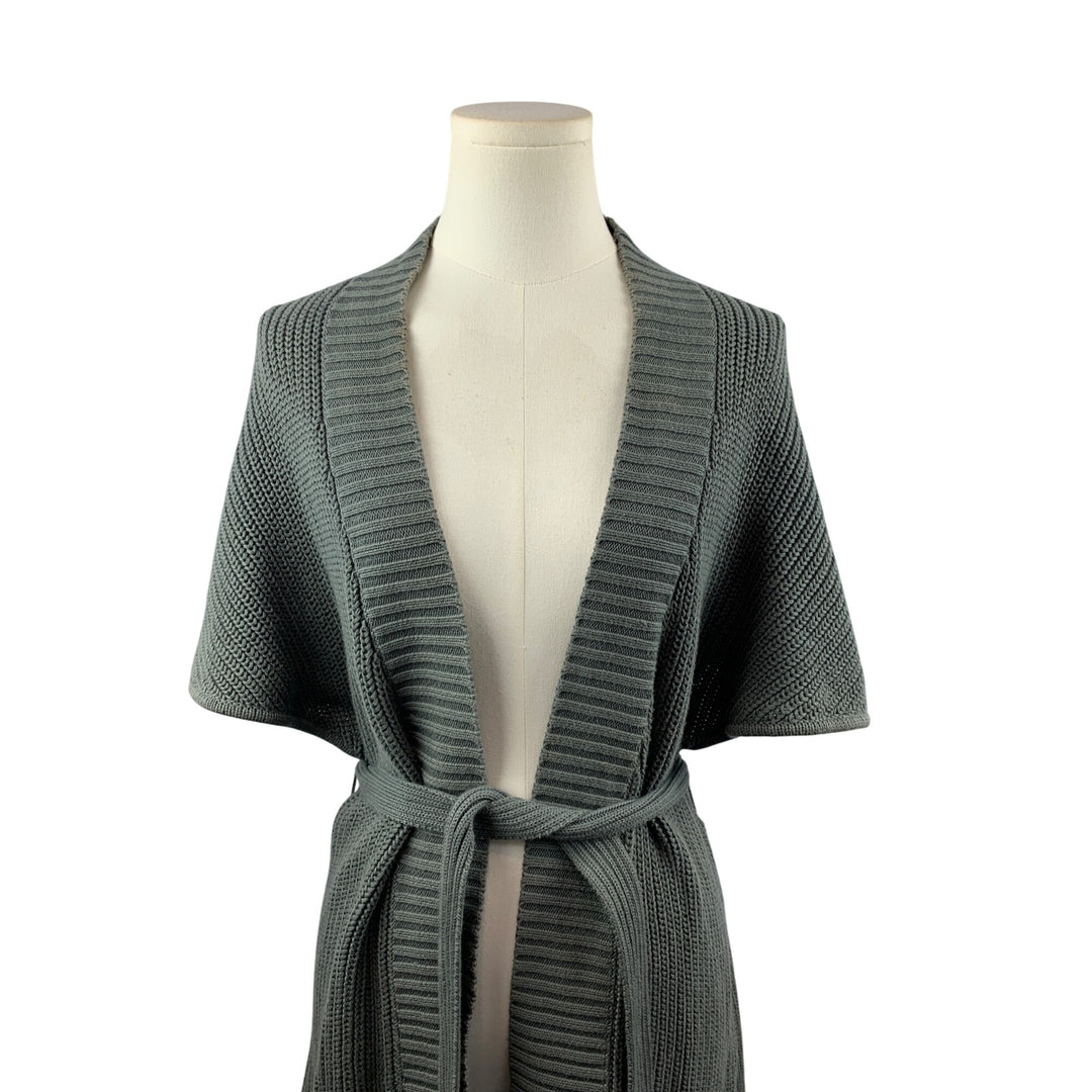 Evie Knit Belted Cardigan Sweater In Heather Gray XS