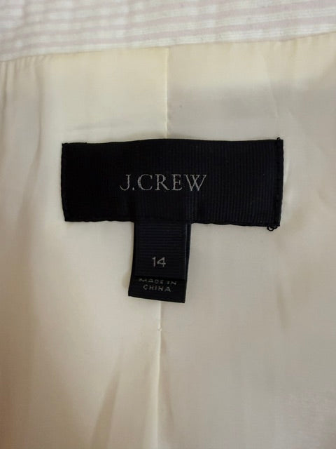 J.Crew Seersucker One Button Blazer Pale Pink White Sz14