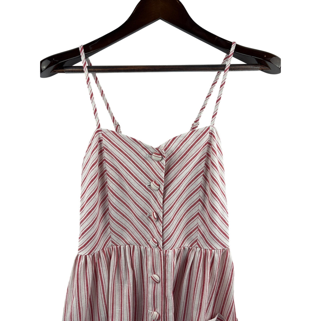 Women’s Pink Blush Small White & Red Stripped Sleeveless Summer Dress