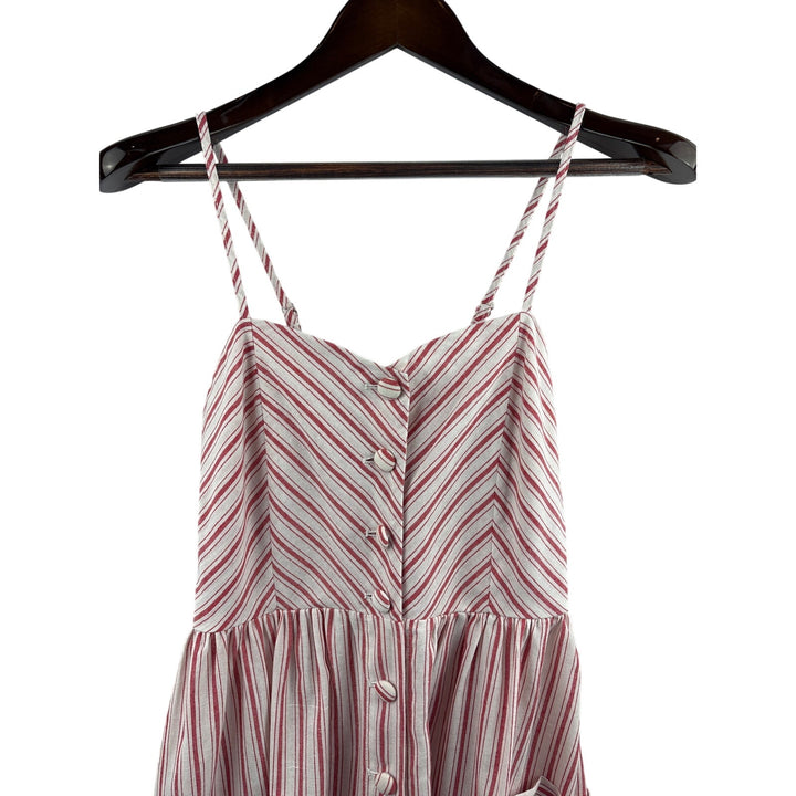 Women’s Pink Blush Small White & Red Stripped Sleeveless Summer Dress