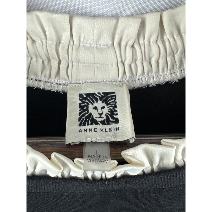 Women’s Anne Klein Long Black and Cream Ruffled Jersey Size L