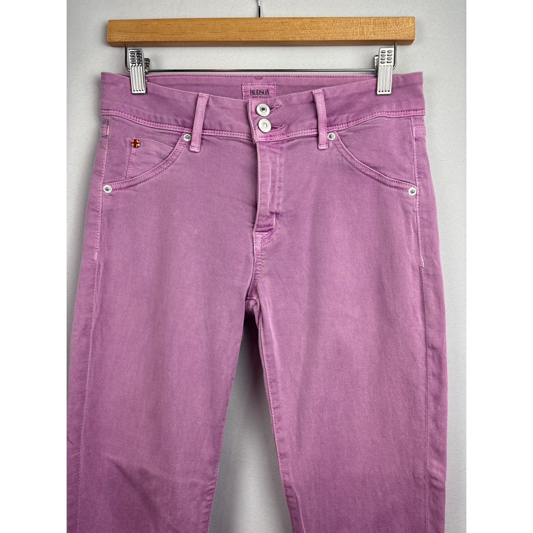 Women’s Hudson Size 28 Pinky Purple Straight Leg Jeans with Logo on Front & Back Pockets