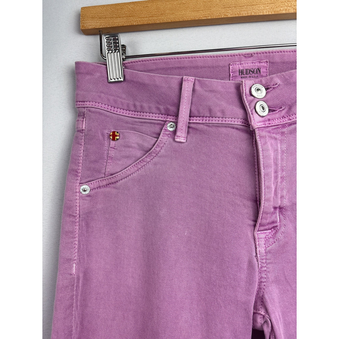 Women’s Hudson Size 28 Pinky Purple Straight Leg Jeans with Logo on Front & Back Pockets