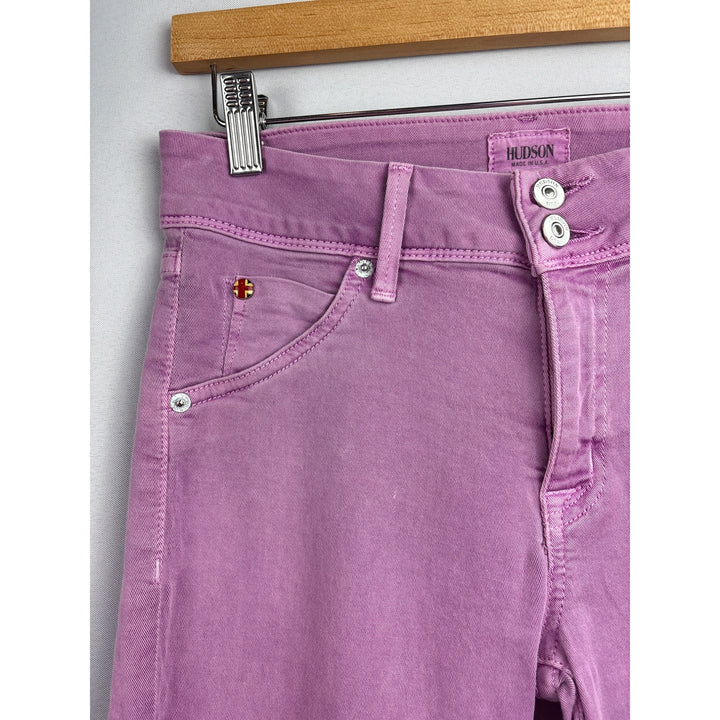 Women’s Hudson Size 28 Pinky Purple Straight Leg Jeans with Logo on Front & Back Pockets