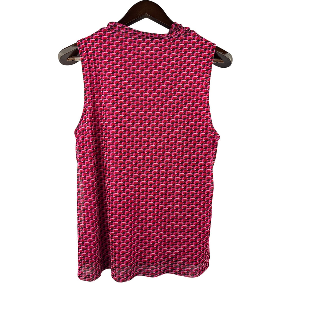 Women’s Halogen Size 1 Red, Pink, & Black Patterned Sleeveless Blouse