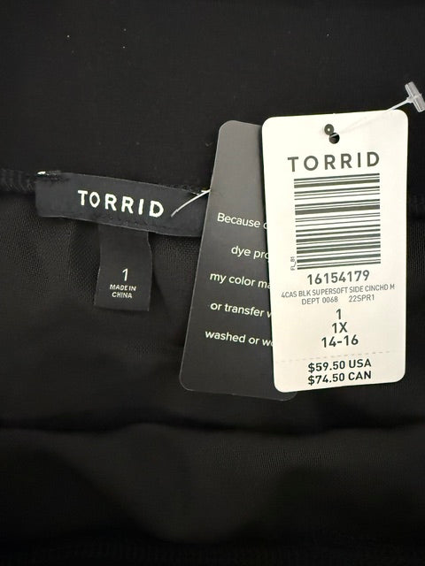 Torrid Ruched Stretch Midi Skirt Black NWT Sz1 14/16