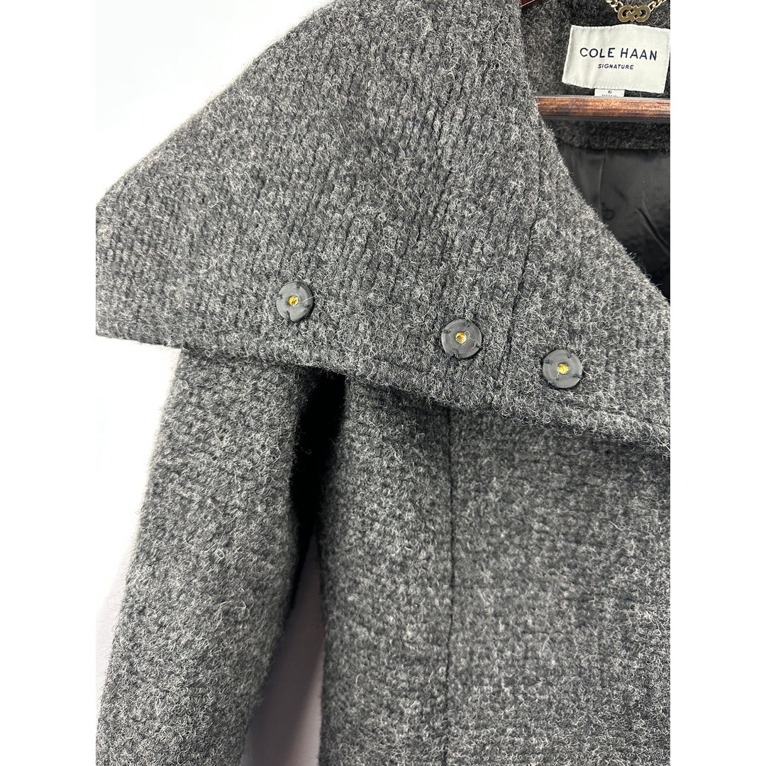 Women’s Cole Haan Signature Herringbone Wool Blend Pea Coat Size 6