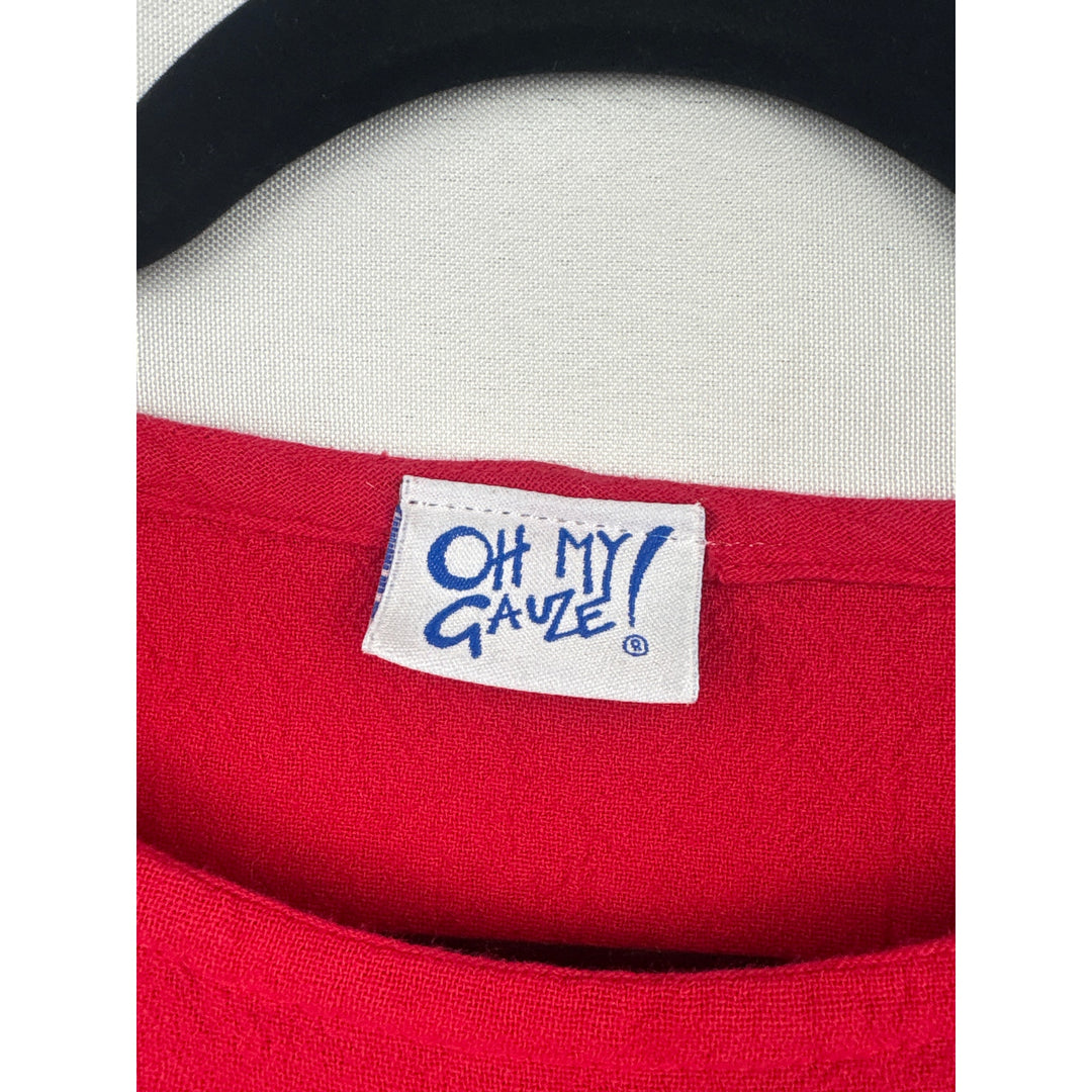 Oh My Gauze! Women’s Red Long Sleeve Blouse Size 2 – 100% Cotton Boho Top