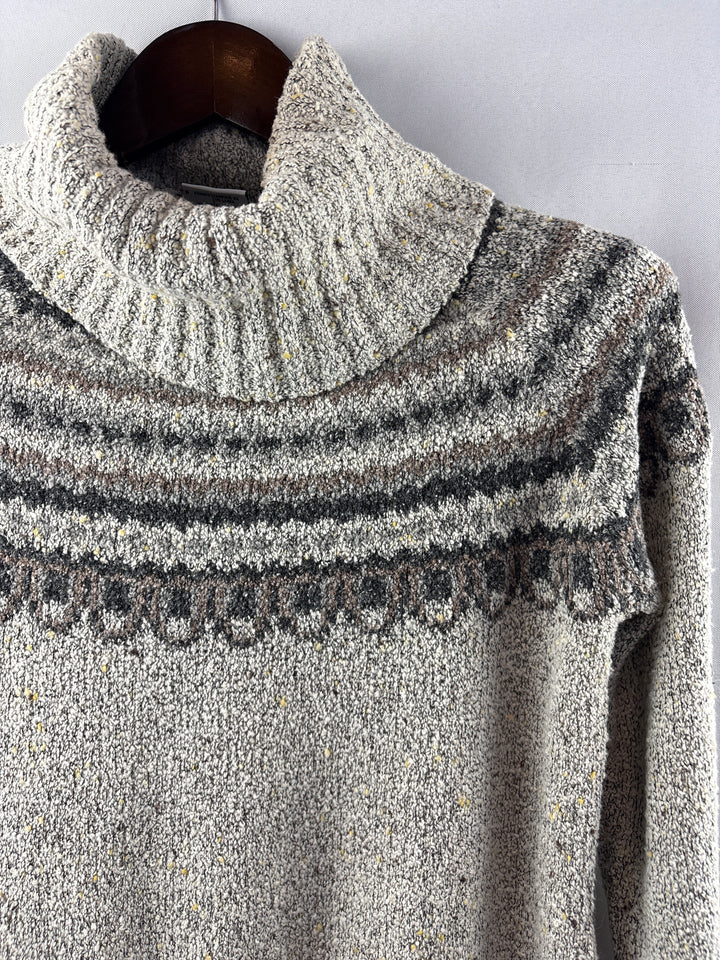 Women’s Columbia Small Greige Patterned Turtleneck Sweater