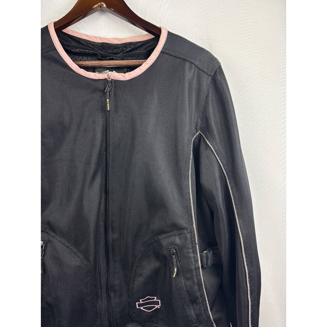Women’s Harley Davidson Size 1 Black Biker Jacket with Pink Lining