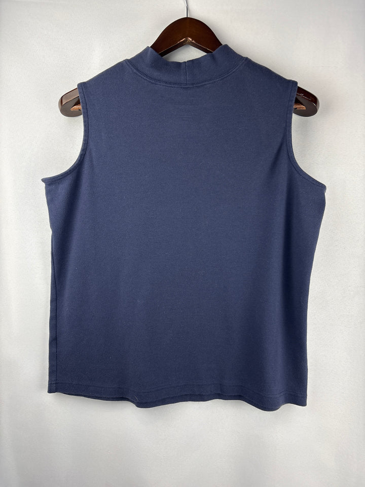 Women’s Blair Medium Navy Blue Sleeveless Mock Turtleneck