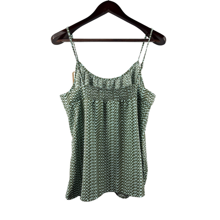 Women’s Far West XL Green & Blue Squiggle Patterned Sleeveless Blouse