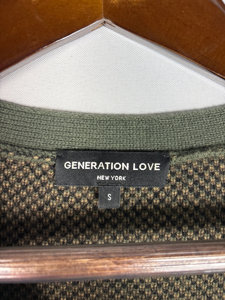 Womens Generation Love Green Camo Wool Blend Cardigan Small