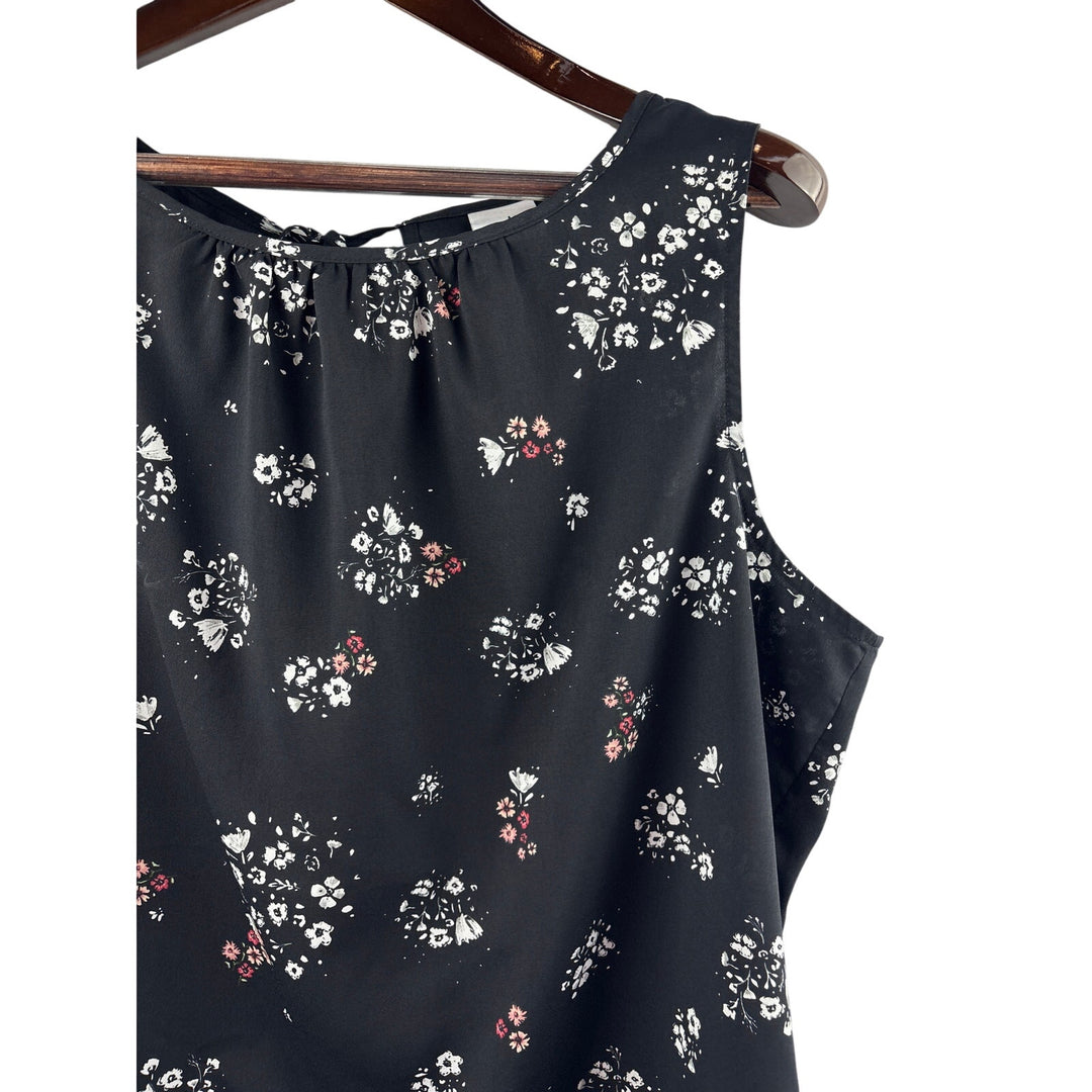 Women’s Cabi XL Black w/ Multicolor Florals Sleeveless Blouse