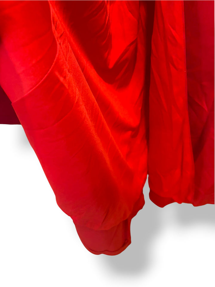 Ava Presley 29121 Red Satin Beaded Mermaid Prom Evening Gown Size 10 Bow Train