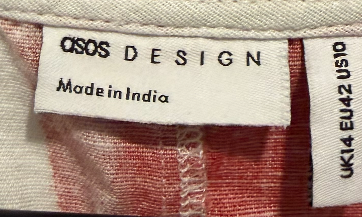 ASOS Design Red White Striped Cotton Linen Maxi Dress Size 10 NWT Resort Vacation