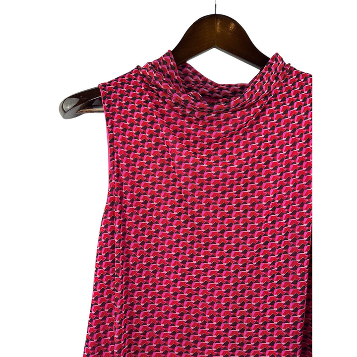 Women’s Halogen Size 1 Red, Pink, & Black Patterned Sleeveless Blouse