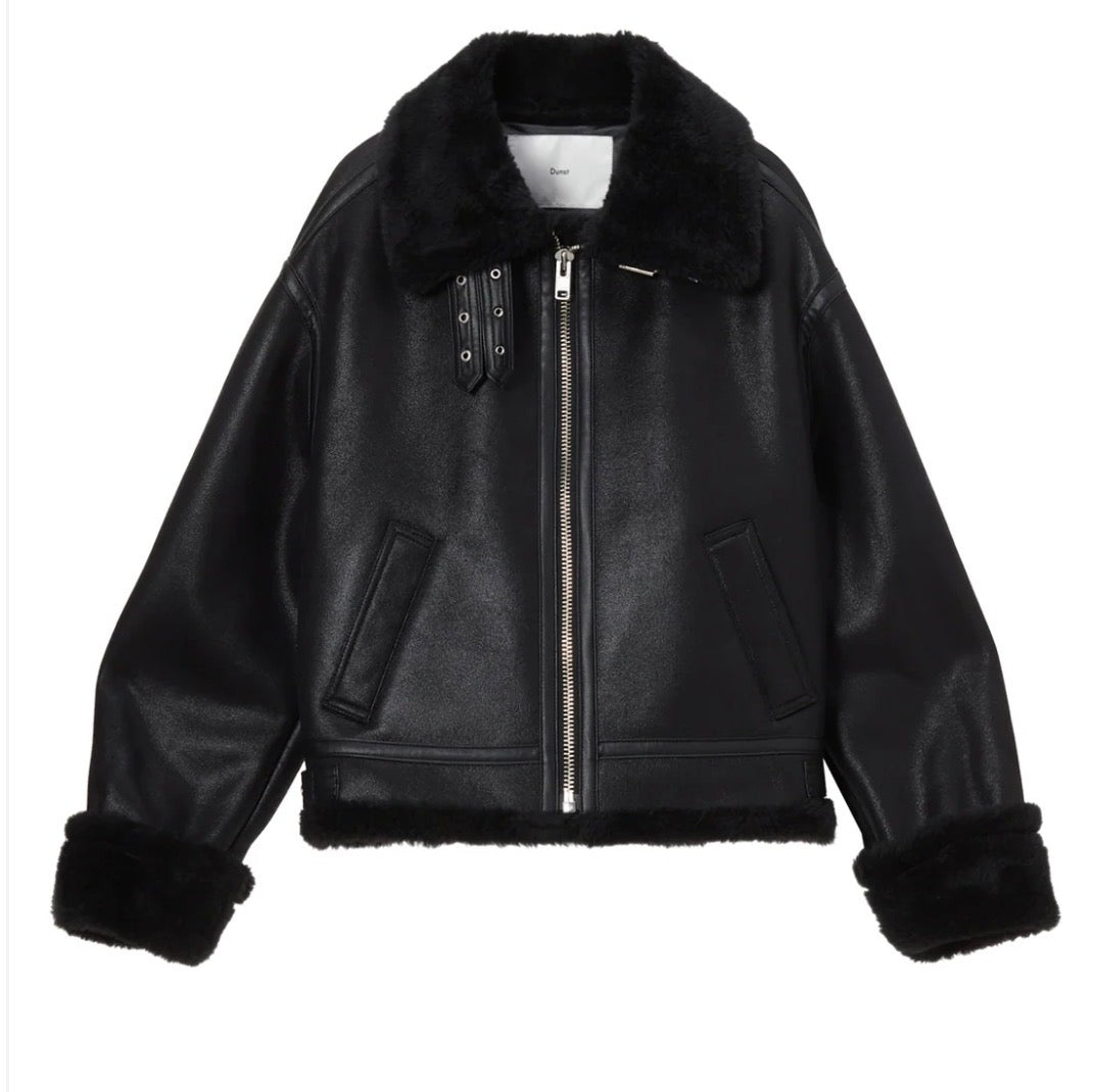 Dunst Unisex Small Black Loose Fit Shearling Jacket